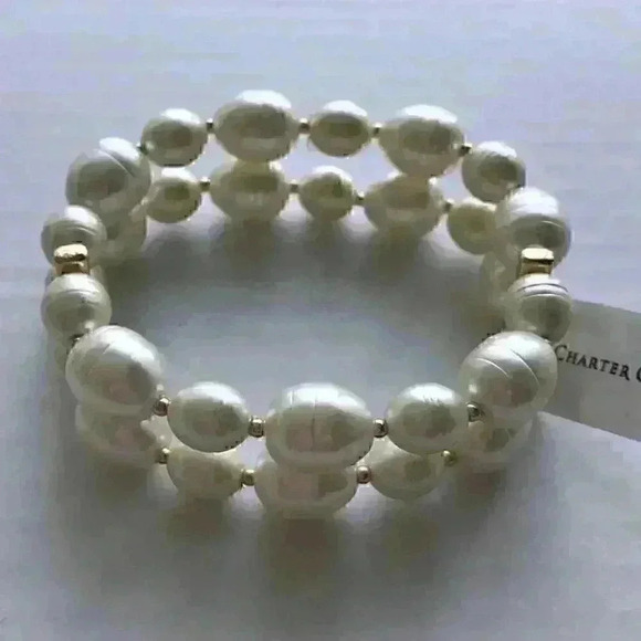 Charter Club new Pearl Double Row Stretch Bracelet - Picture 7 of 8